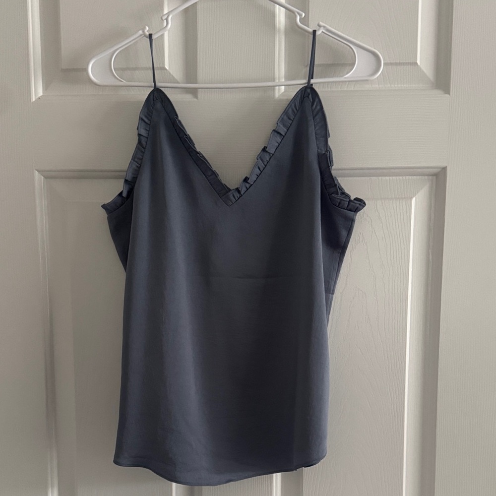 Express Blue/Gray Ruffle-Trim V-Neck Camisole
